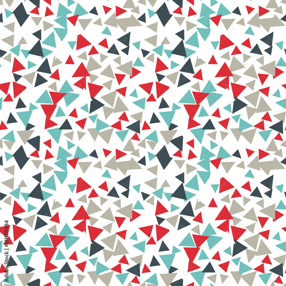 Poster vector pattern with random triangles in various colors and sizes. modern background with simple geom