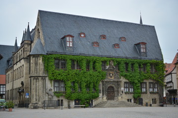 Town hall at market square in Quedlinburg old town, Germany