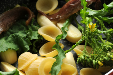 Orecchiette alle cime di rapa Brassica rapa sylvestris Cucina italiana Stängelkohl Italienische...