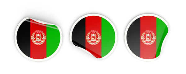 Flag of afghanistan, round labels
