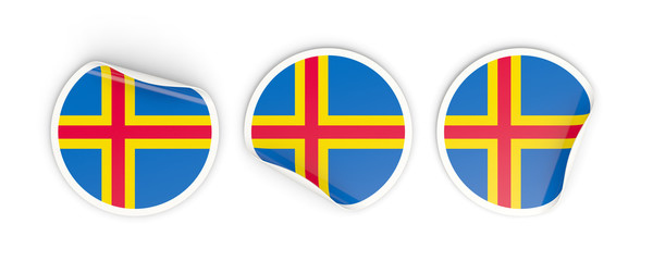 Flag of aland islands, round labels