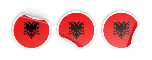 Flag of albania, round labels