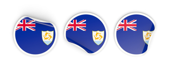 Flag of anguilla, round labels
