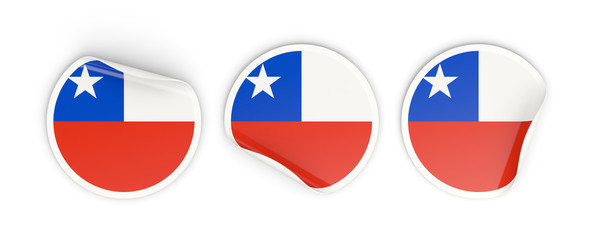 Flag of chile, round labels