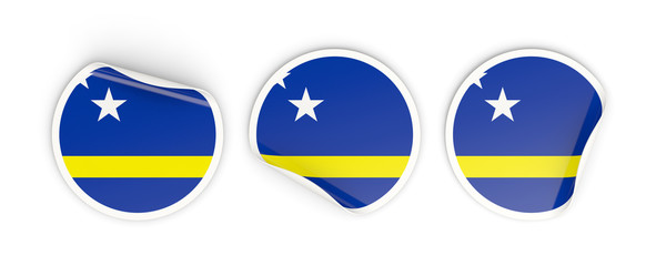 Flag of curacao, round labels