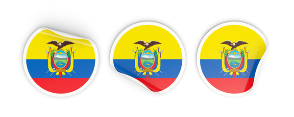 Fototapeta premium Flag of ecuador, round labels