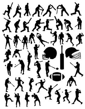 Sports Silhouette Handball and Cricket, art vector design
