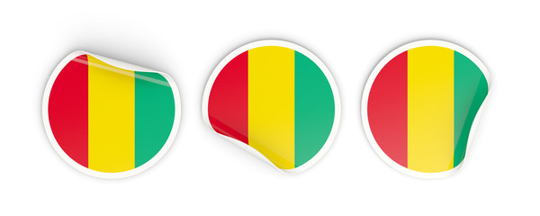 Fototapeta premium Flag of guinea, round labels