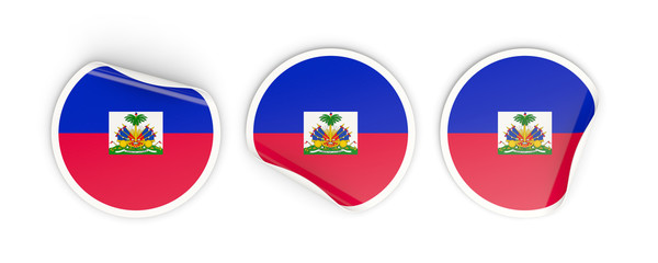 Obraz premium Flag of haiti, round labels
