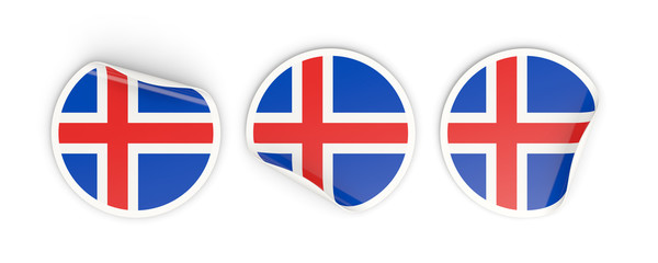 Flag of iceland, round labels