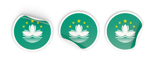 Flag of macao, round labels