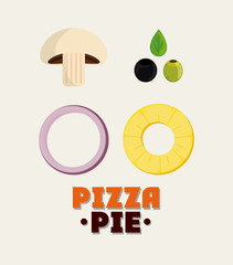 mushroom olive onion pineaple ingredient pizza pie icon. fast food menu american and restaurant theme. Colorful design. Vector illustration