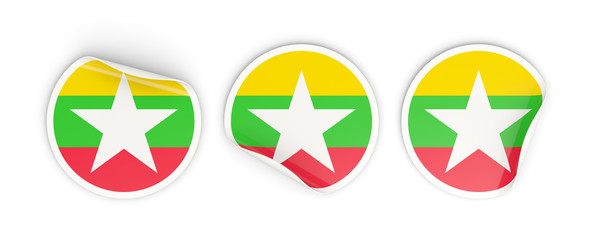 Flag of myanmar, round labels