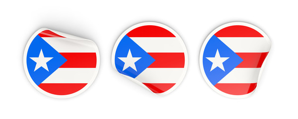 Flag of puerto rico, round labels