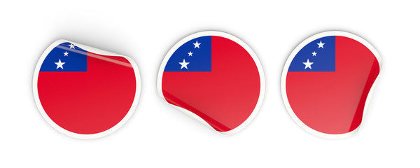 Flag of samoa, round labels