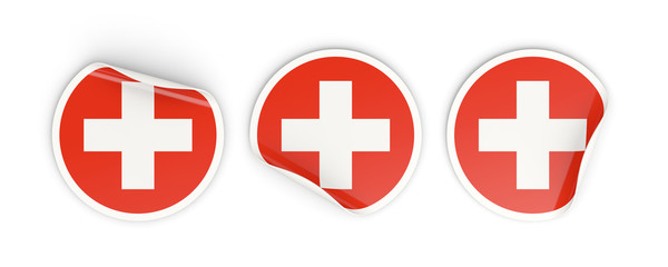 Obraz premium Flag of switzerland, round labels