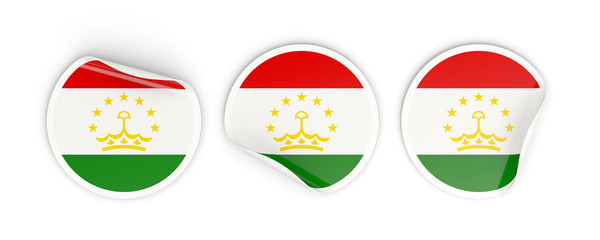 Flag of tajikistan, round labels