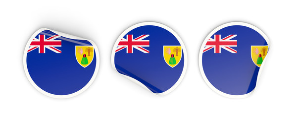 Flag of turks and caicos islands, round labels