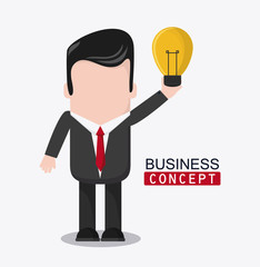 businessman cartoon and bulb icon. Business financial item and strategy theme. Colorful design. Vector illustration