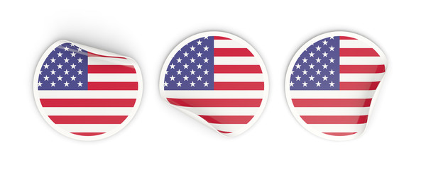 Flag of united states of america, round labels