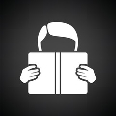 Boy reading book icon