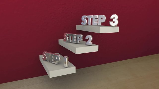 Steps 1 to 4 One Four Process Stairs 3d Animation