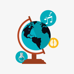 flat design  earth globe with education and academia related icons image vector illustration