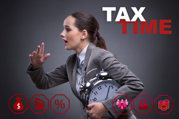 Businessman in late taxes payment concept