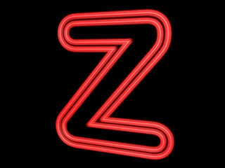 Neon letter Z isolated on black, 3d illustration