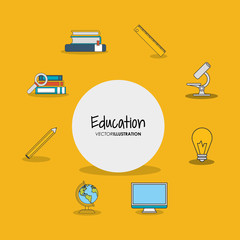 flat design education and academia related icons emblem vector illustration