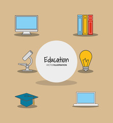 flat design education and academia related icons emblem vector illustration