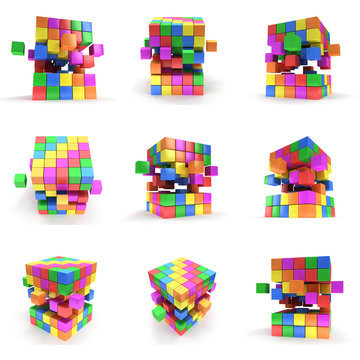 Abstract 3d cubes set