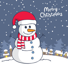 Christmas greetings with cartoon snowman