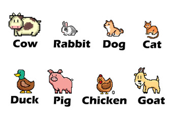vector pixel animal collection ; vector illustration