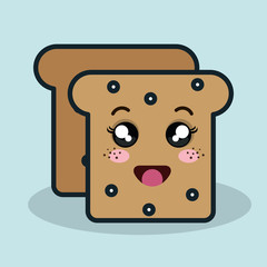 cartoon bread slice with facial expression isolated icon design, vector illustration  graphic 