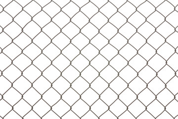 Iron wire fence isolated on a white background