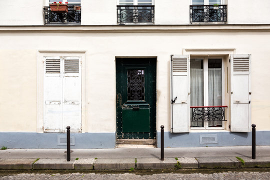 A door to a typical apartment building in Paris, France.