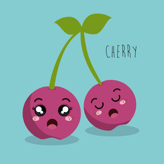cartoon cherry fruit facial expression design isolated vector illustration esp 10