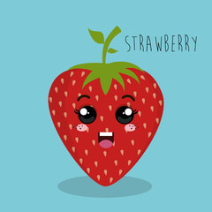 cartoon strawberry fruit facial expression design isolated vector illustration esp 10