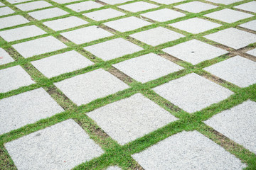 square pavement in the garden