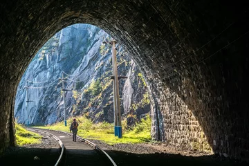 Papier Peint photo Tunnel View from the tunnel on Circum-Baikal Railway