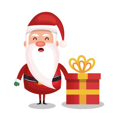 santa claus and box gift merry christmas design vector illustration eps 10