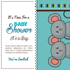 baby shower card mice twins design vector illustration eps 10