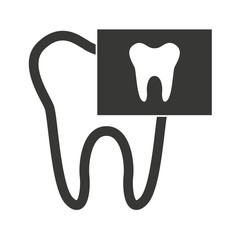 tooth silhouette with dental care icon vector illustration design