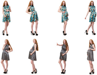 Obraz premium Pregnant woman in composite image isolated on white