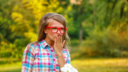 Girl sends a kiss