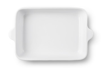 Simple white circular porcelain plate with clipping path