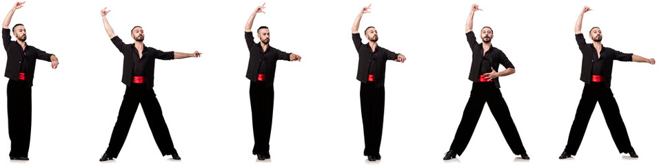 Spanish dancer in various poses on white