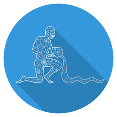 Flat icon of zodiac sign Aquarius