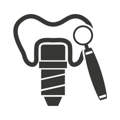 tooth silhouette with dental care icon vector illustration design